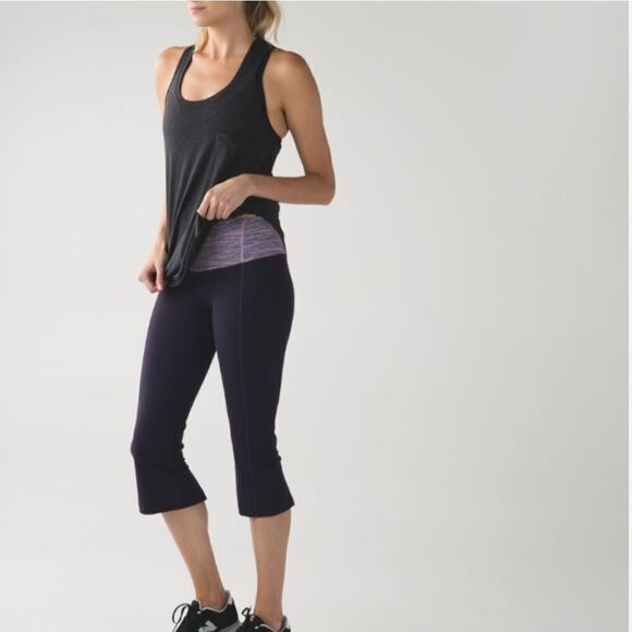 Lululemon Gather & Crow Crop II *Full-On Luon  Black Grape / Space Dye Camo Tend - Picture 1 of 4